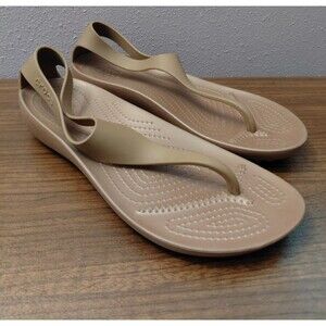 Crocs Sexi Serena Sandals Bronze Flip Flop Thong Slingback Women's Size 8